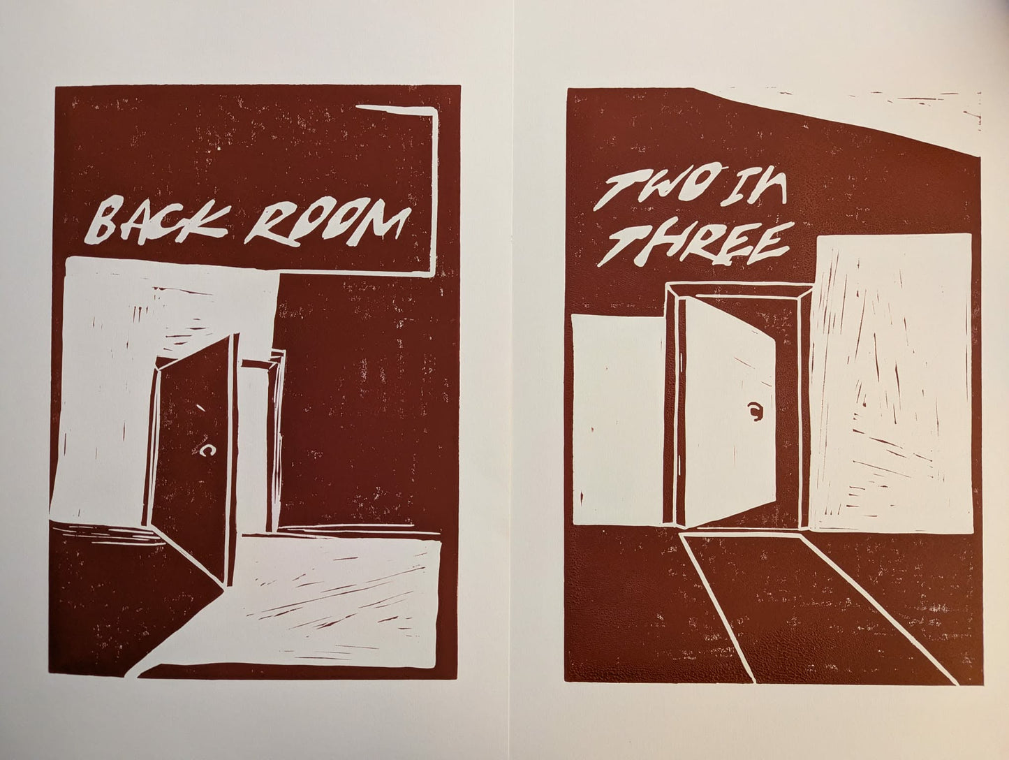 Back Room: Two in Three lino print (diptych set)